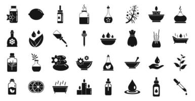 conjunto de iconos de aceites esenciales, estilo simple vector