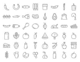 Farm products icons set, outline style vector