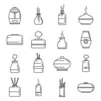 Diffuser freshener icons set, outline style vector