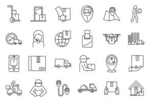 Fast home delivery icons set, outline style vector