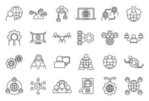 Smart outsource icons set, outline style vector