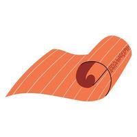 Yoga mat rolled. Equipment for working out and recreation, camping, and hiking vector