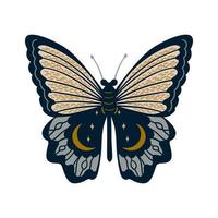 Hand drawn celestial butterfly or magical moth. Mystical insect vector