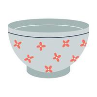 Vector ceramic bowl, cup, mug,  tableware, kitchen utensils or crockery. Modern dish with floral decorative ornament