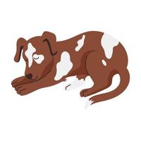 Vector cartoon cute sleeping dog. Flat character