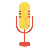 Musical microphone with notes. Music vector flat element