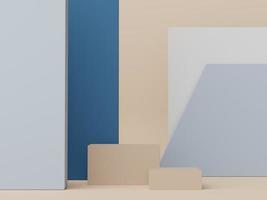 3d render of minimal display podium design for mock up and product presentation. Pedestal stage with pastel color scene. Trendy design for mock up and web banner. photo