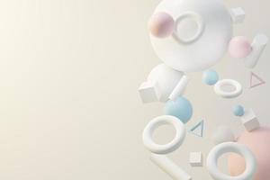 3d render of pastel ball, soaps bubbles, blobs that floating on the air isolated on pastel background. Abstract scene. photo