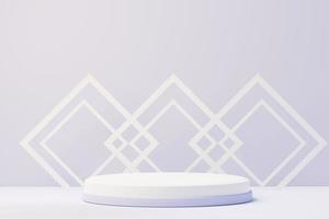 3d render of Beauty podium with Very Peri color of the year 2022 design for product presentation and advertising. Minimal pastel sky and Dreamy land scene. Romance concept. photo