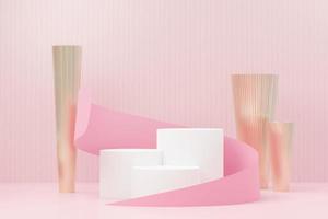 3d render abstract display podium platform for  product presentation and advertising. Minimal scene backdrop with clean design. Vacant pedestal for mock up. Empty stage with pastel color for cosmetic. photo