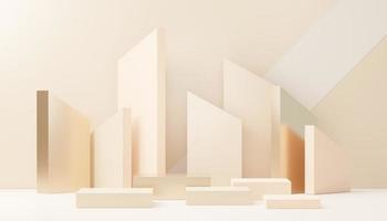 3d render abstract display podium platform for  product presentation and advertising. Minimal scene backdrop with clean design. Vacant pedestal for mock up. Empty stage with pastel color for cosmetic. photo