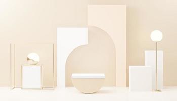 3d render abstract display podium platform for  product presentation and advertising. Minimal scene backdrop with clean design. Vacant pedestal for mock up. Empty stage with pastel color for cosmetic. photo