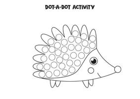 Dot a dot game for preschool kids. Cute hedgehog. vector