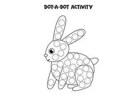Dot a dot game for preschool kids. Cute rabbit. vector