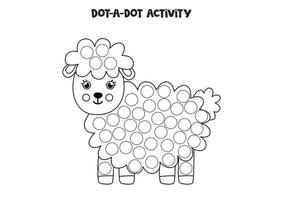 Dot a dot game for preschool kids. Cute sheep. vector