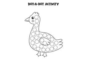 Dot a dot game for preschool kids. Cute goose. vector