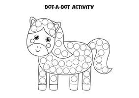 Dot a dot game for preschool kids. Cute horse. vector