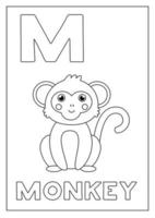 Learning English alphabet for kids. Letter M. Cute monkey. vector