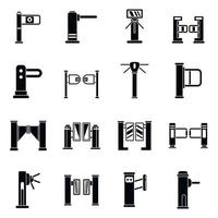 Turnstile barrier icons set, simple style vector