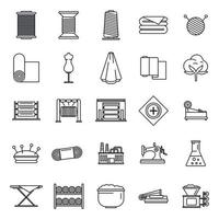 Textile production factory icons set, outline style vector