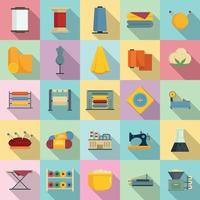 Textile production icons set, flat style vector