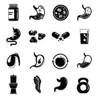 Digestion system icons set, simple style vector