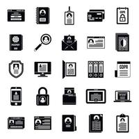 Personal information data icons set, simple style vector