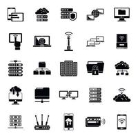 Remote access data icons set, simple style vector