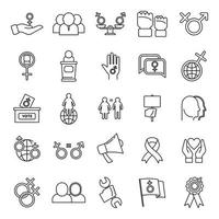 Empowerment girl icons set, outline style vector