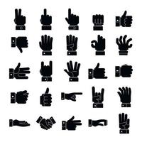 conjunto de iconos de gestos, estilo simple vector