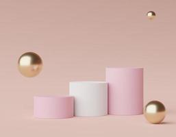3d render of Abstract minimal  display podium for showing products, cosmetic presentation and mock up. Showcase scene with pastel earth tone background. Illuminated simple geometric shapes. photo