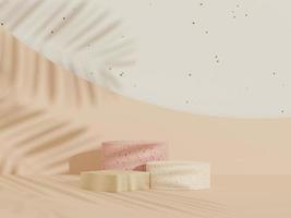 3d abstract white platform showcase for product and cosmetic presentation with terrazzo idea concept. Minimal Podium for mock up and advertising. Render geometric design scene for web banner. photo