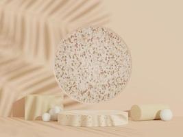 3d abstract white platform showcase for product and cosmetic presentation with terrazzo idea concept. Minimal Podium for mock up and advertising. Render geometric design scene for web banner. photo