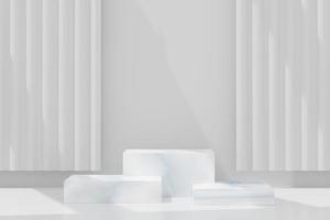 3d abstract background white podium for product presentation and brand advertising with shadow of windows and roof. Empty scene for mock up. photo