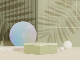 3d abstract background Terrazzo podium for product presentation and brand advertising with shadow of leave. Empty scene for mock up. photo