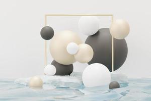 3d render of pastel ball, soaps bubbles, blobs that floating on the air isolated on pastel background. Abstract scene. photo