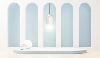 3d render abstract display podium platform for  product presentation and advertising. Minimal scene backdrop with clean design. Vacant pedestal for mock up. Empty stage with pastel color for cosmetic. photo