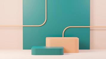 3d render abstract display podium platform for  product presentation and advertising. Minimal scene backdrop with clean design. Vacant pedestal for mock up. Empty stage with pastel color for cosmetic. photo