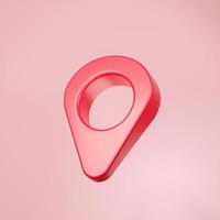 3d rendering of map pin icon on clean background for mock up and web banner. Cartoon interface design. minimal metaverse concept. photo