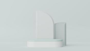 3d render of Abstract minimal  display podium for showing products, cosmetic presentation and mock up. Showcase scene with pastel earth tone background. Illuminated simple geometric shapes. photo