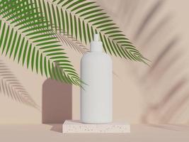 Presentación 3d de productos cosméticos para el cuidado de la piel en blanco o envases para maquetas. diseño de terrazo. jabón de belleza y concepto de spa. loción aceite humedad para la salud de la piel. diseño premium y de lujo para la marca. foto