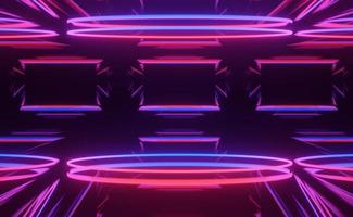 3d render of RGB neon light on darkness background. Abstract Laser lines show at night. Ultraviolet spectrum beam scene photo