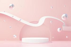 3d render abstract display podium platform for  product presentation and advertising. Minimal scene backdrop with clean design. Vacant pedestal for mock up. Empty stage with pastel color for cosmetic. photo
