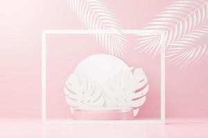 3d render abstract display podium platform for  product presentation and advertising. Minimal scene backdrop with clean design. Vacant pedestal for mock up. Empty stage with pastel color for cosmetic. photo