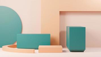 3d render abstract display podium platform for  product presentation and advertising. Minimal scene backdrop with clean design. Vacant pedestal for mock up. Empty stage with pastel color for cosmetic. photo