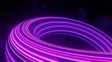 3d render of flash neon and light glowing on dark scene. Speed light tunnel through the city or urban. Technology internet of future network. Sci fiction of hyperspace interstellar travel. photo