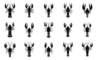 Lobster icons set, simple style vector