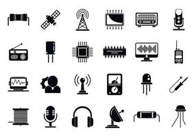 Radio engineer icons set, simple style vector