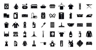 Dry cleaning icons set, simple style vector