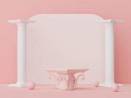 3d render of minimal display podium design for mock up and product presentation. Pedestal stage with pastel color scene. Trendy design for mock up and web banner. photo